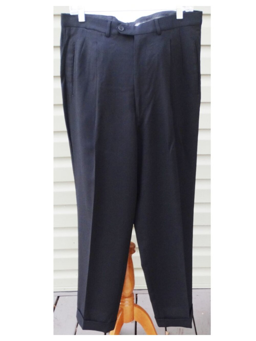 Vintage Giorgio Armani Le Collezioni Dress Pants 42L,34x31, black, cuffed, Italy